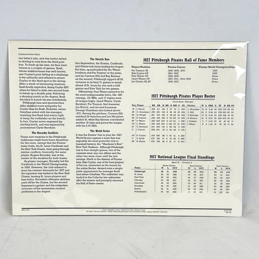 Pittsburgh Pirates 1927 team roster and statistics on a white background
