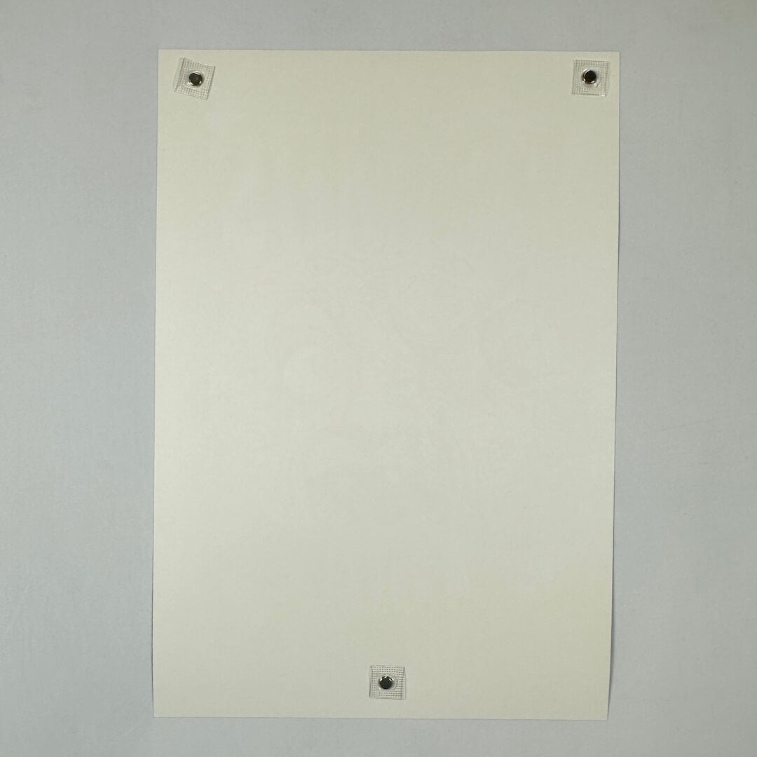 Backside of white poster to show pristine condition.