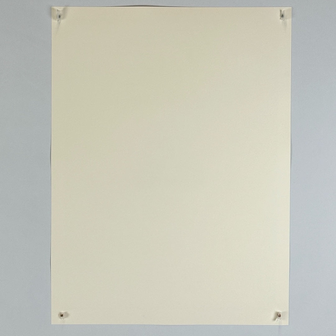 Backside of white poster showing no damage creases or smudges.