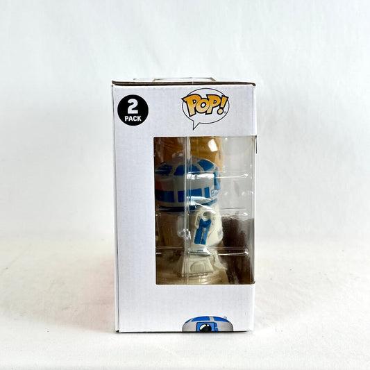Funko Pop! 2-pack box containing two Star Wars R2-D2 figures, shown in its original white window box packaging.