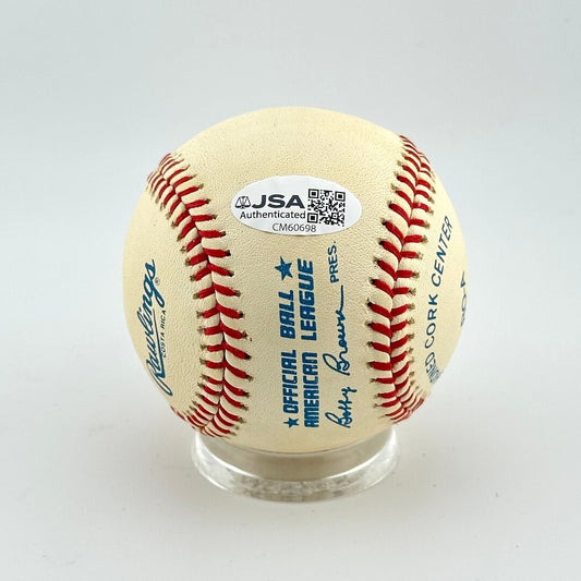 Baseball with a label on a white background