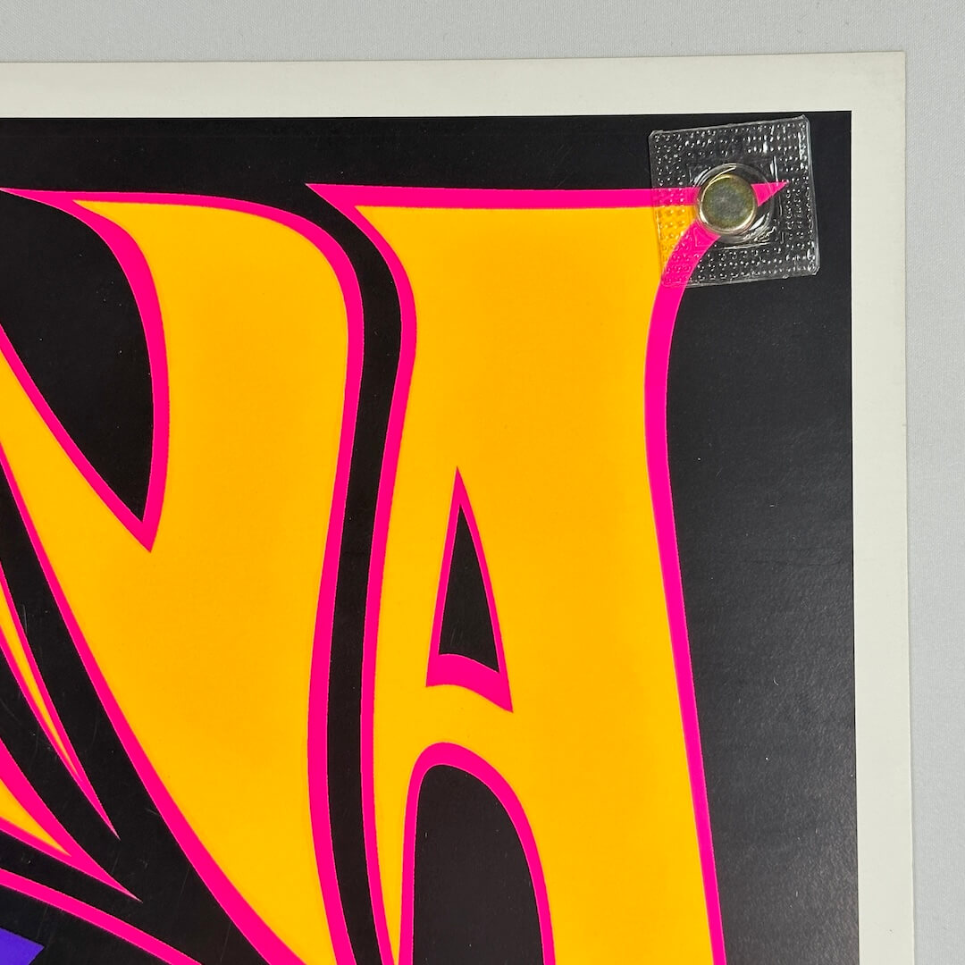 Top right corner of poster with clean edges and sharp corner.