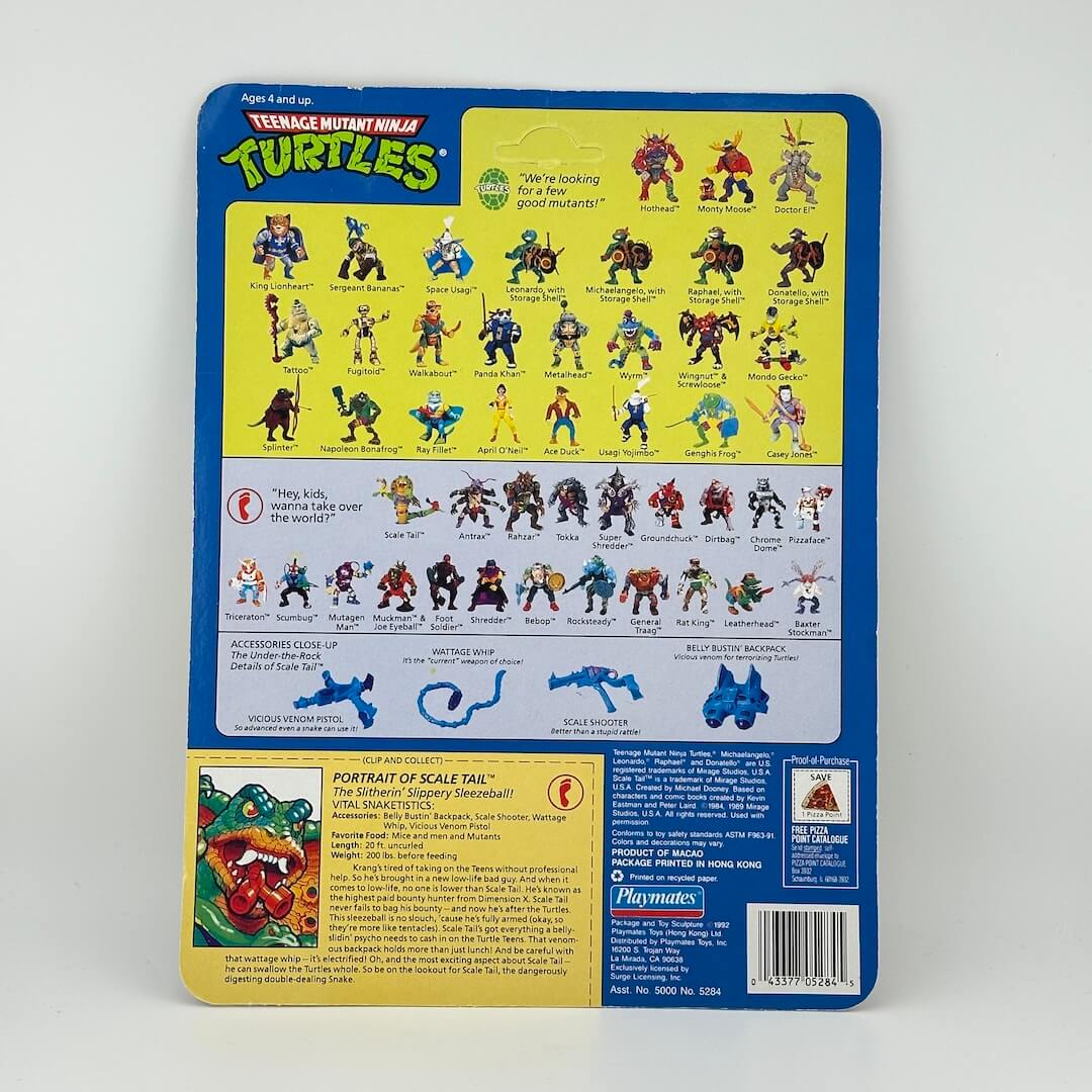 Cardboard backing picturing other character figures available, character portrait, & manufacturing & copyright information.