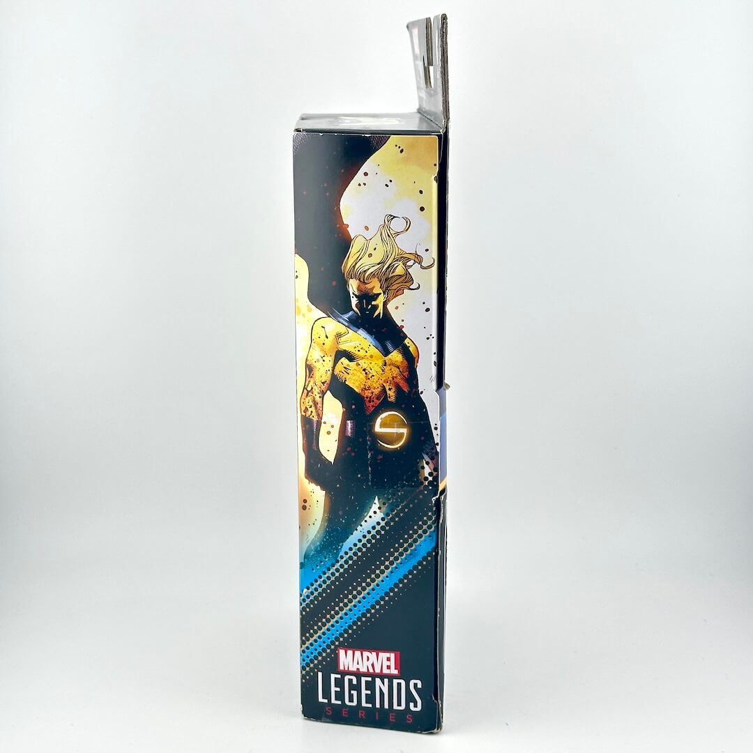 Marvel Legends action figure packaging with superhero design on a white background