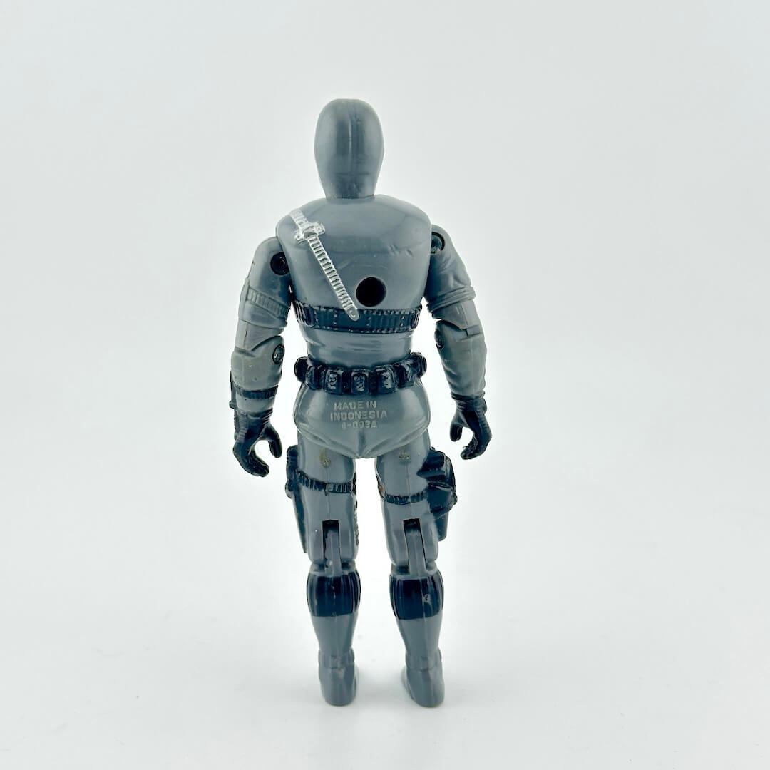 GI Joe action figure in gray wetsuit with black and silver accents photographed on white background.