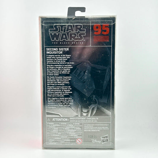 Back panel of star wars action figure packaging showing character lore and product information.