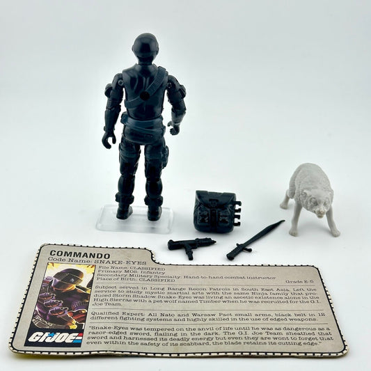 G.I. Joe action figure with accessories and card on a white background