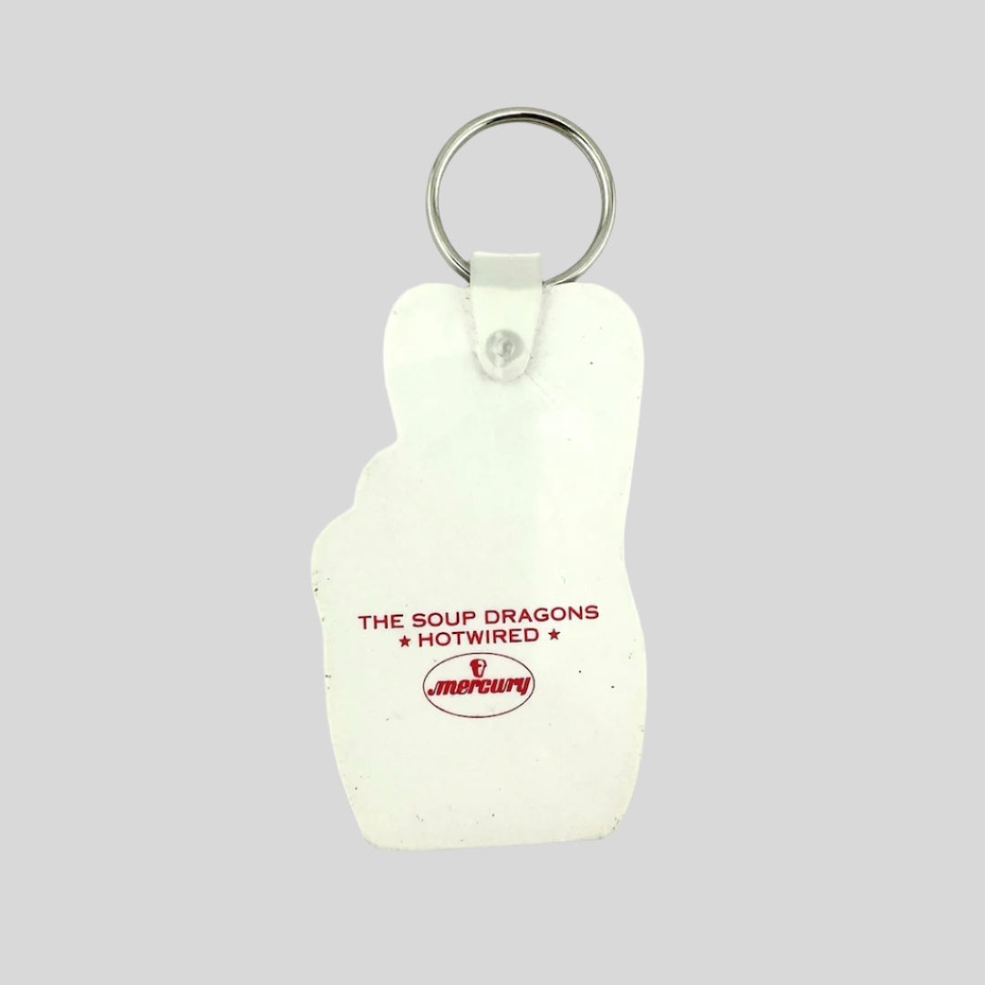 White keychain of hand in victory/peace sign with artist & album info by Mercury record label logo.