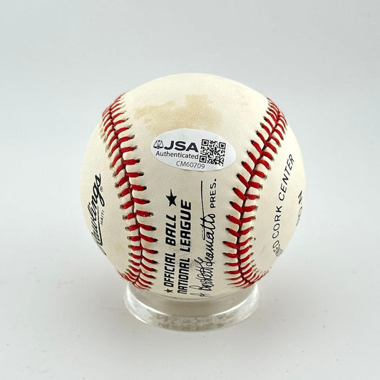 Baseball with visible branding on a white background