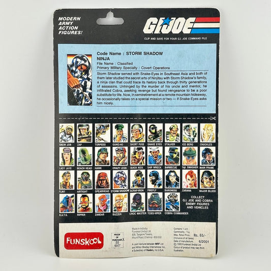 Back of GI Joe action figure packaging against white background.