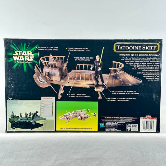 Back panel of Star Wars playset packaging showing included contents, other available ships, and product information.