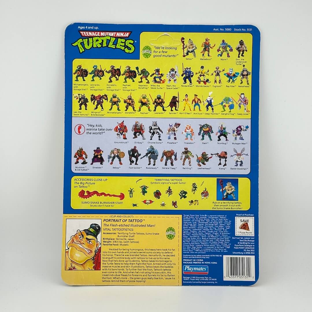Cardboard backing picturing other character figures available, character portrait, & manufacturing & copyright information.