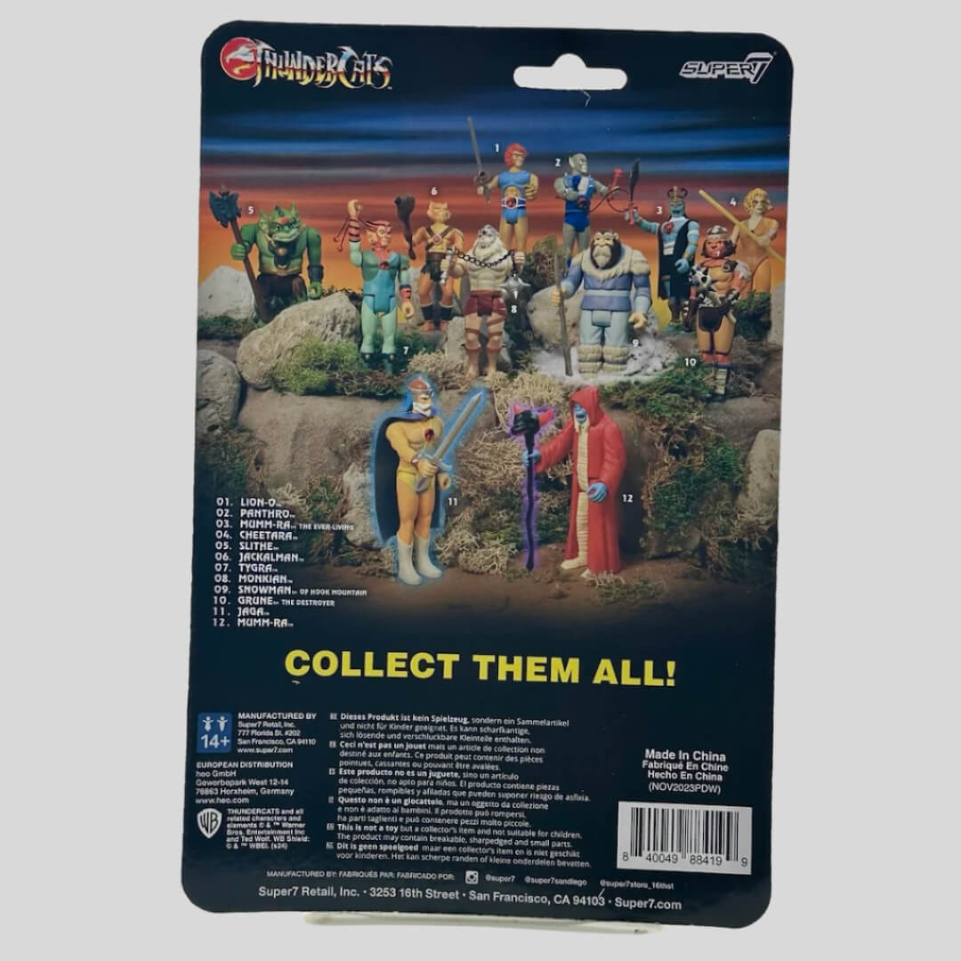 Back of package showing other action figure options, & manufacturing & copyright information.