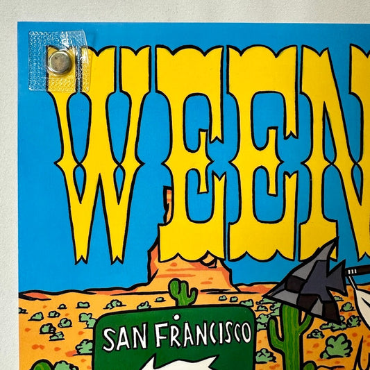 Top left corner of poster showing clean edges and crisp corner, in mint condition.