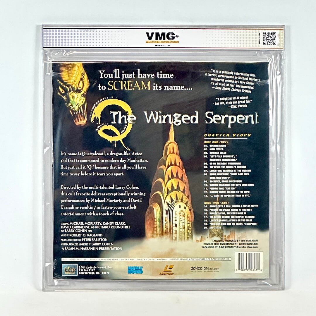 VMG-encased collectible laserdisc titled, 'The Winged Serpent' and artwork.