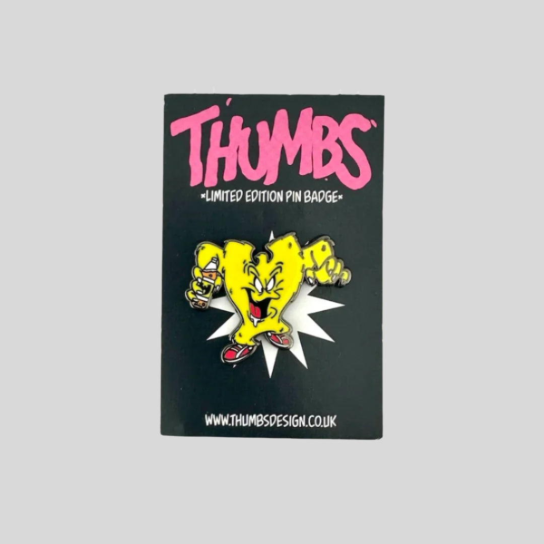 Looney Tunes monster, Gossamer, as yellow W from Wu-Tang Clan logo, holding bottled drink in red sneakers.