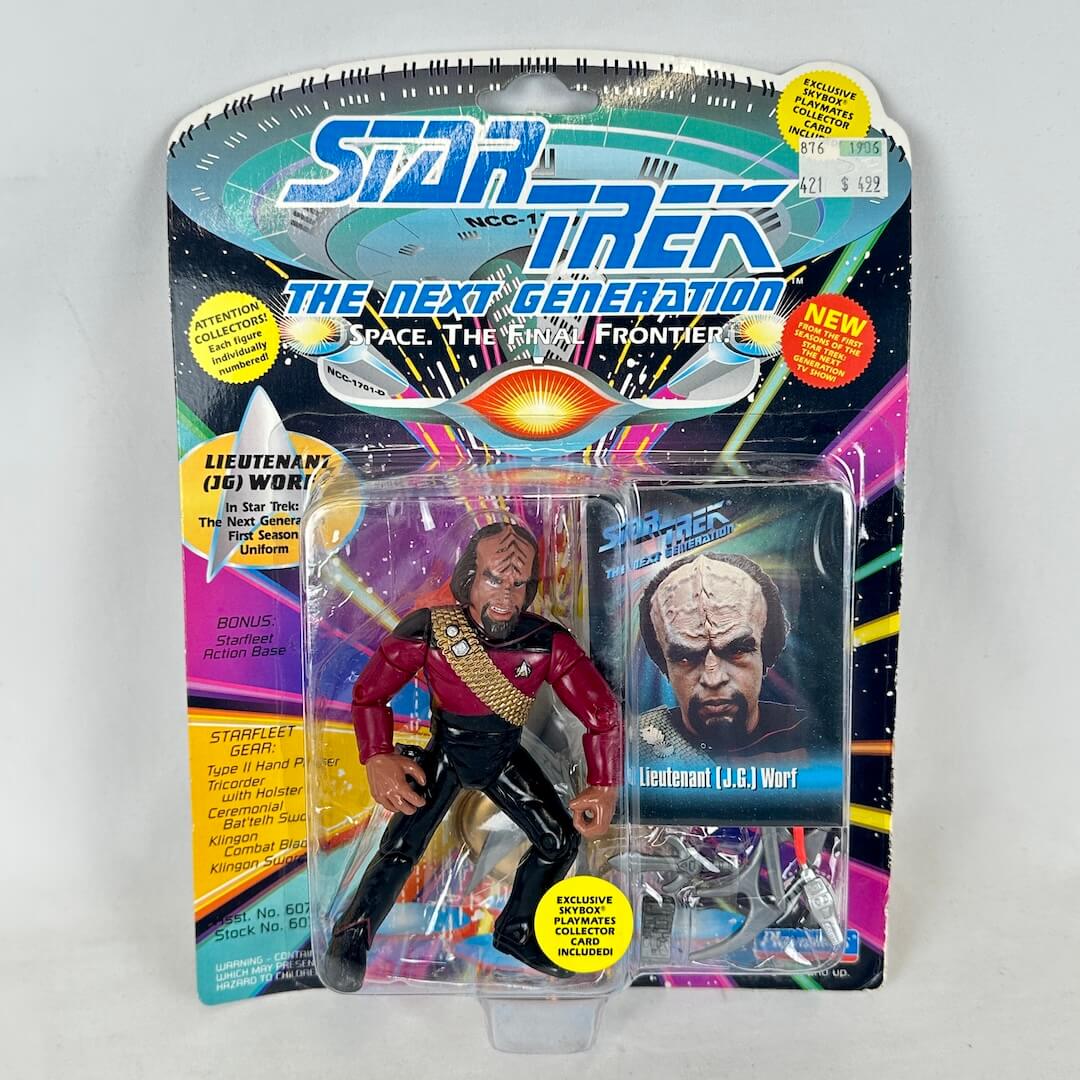Star Trek action figure packaging with character portrait and colorful design