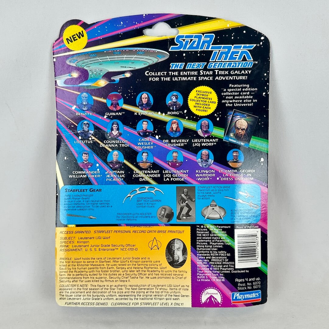 Star Trek action figure packaging with character illustrations and Playmates logo.