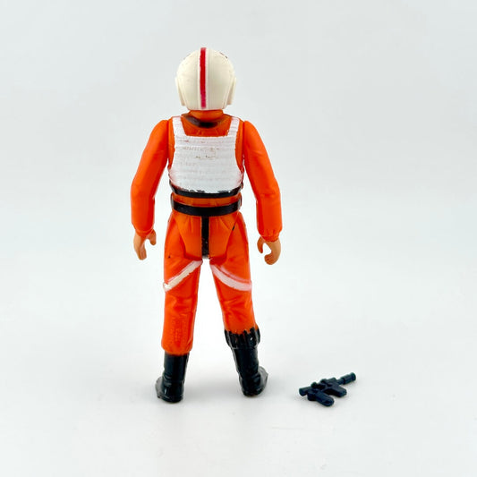 Action figure in orange and white suit with helmet on a white background