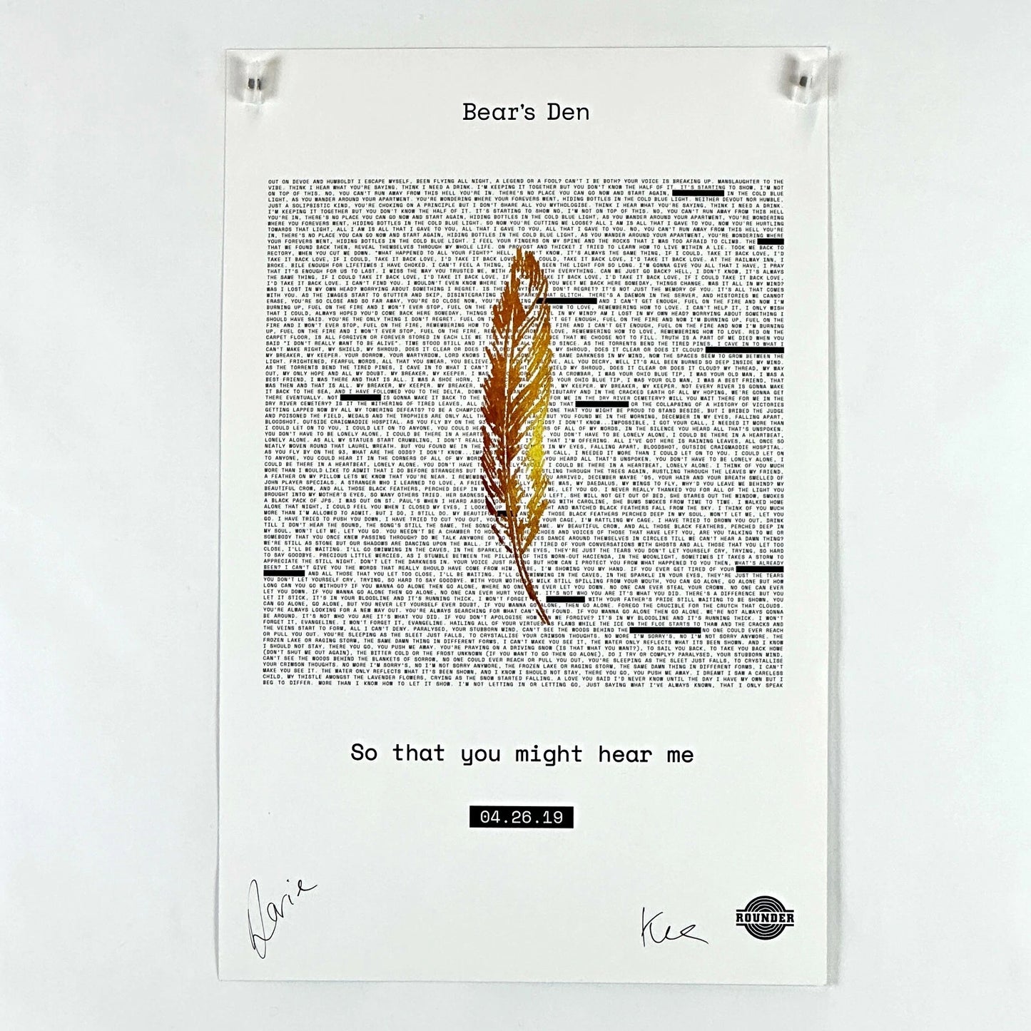 Bear's Den - 2019 - Signed Promo Poster