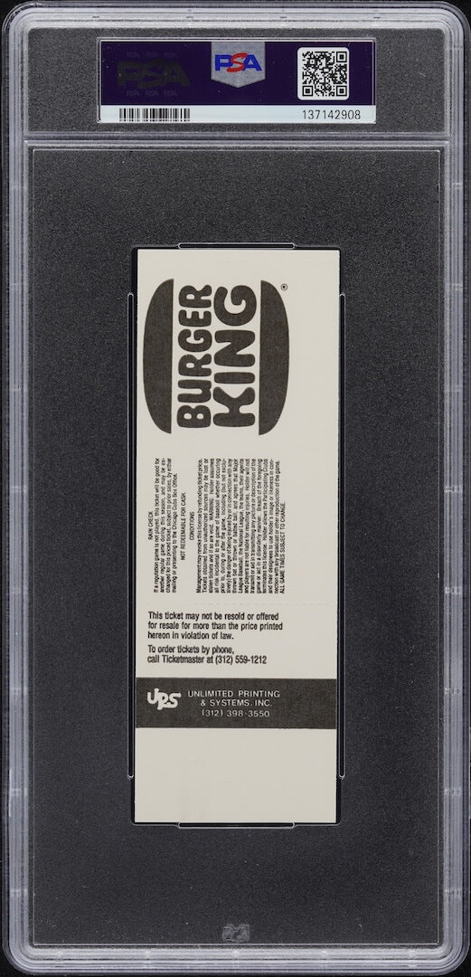 Burger King branded ticket in a protective packaging with a PSA logo.