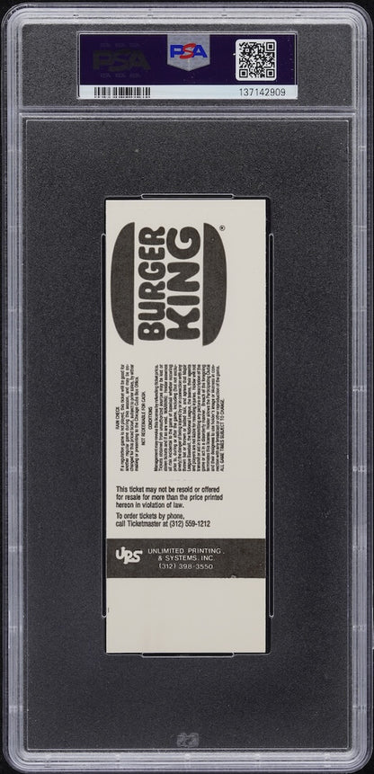 Burger King branded ticket in a protective case with PSA grading label.