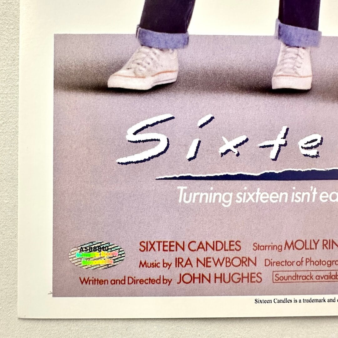 Promotional poster for 'Sixteen Candles' with text and a minimalistic design.