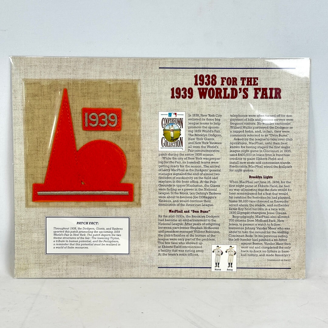 1938 For The 1939 World's Fair - Vintage MLB Patch