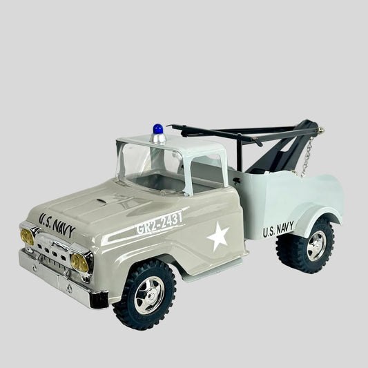 Model U.S. Navy tow truck on a white background