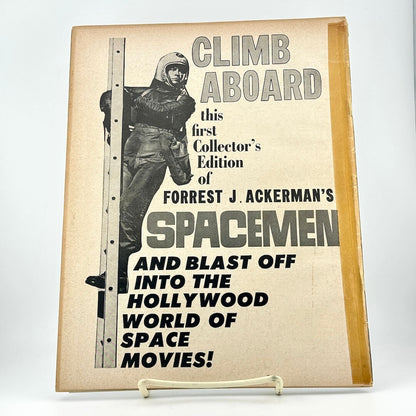 Book cover of 'Spacemen' by Forrest J. Ackerman with a spaceman illustration on a beige background.