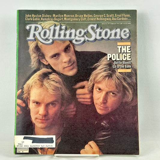 A vintage issue of Rolling Stone magazine featuring the band The Police on the cover. 