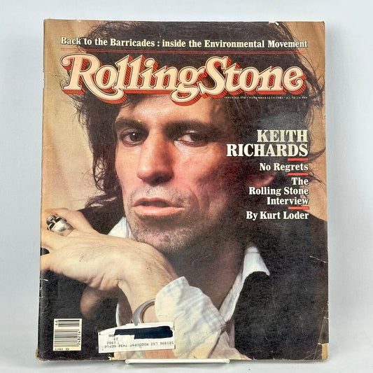 A vintage Rolling Stone magazine cover featuring Keith Richards, with the title 'Rolling Stone' in large red.
