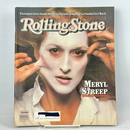 A vintage Rolling Stone magazine featuring Meryl Streep on the cover.