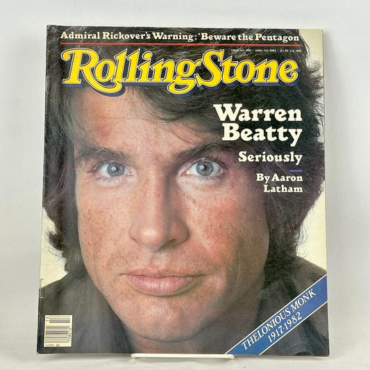 A vintage Rolling Stone magazine cover featuring a close-up portrait of Warren Beatty.