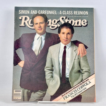 A vintage Rolling Stone magazine cover featuring Simon and Garfunkel on the front.
