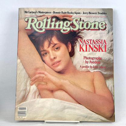 A vintage Rolling Stone magazine cover featuring a portrait of Nastassia Kinski.