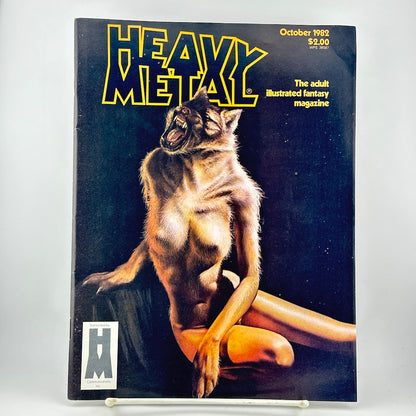 October 1982 issue of Heavy Metal magazine, featuring a werewolf illustration on the cover.