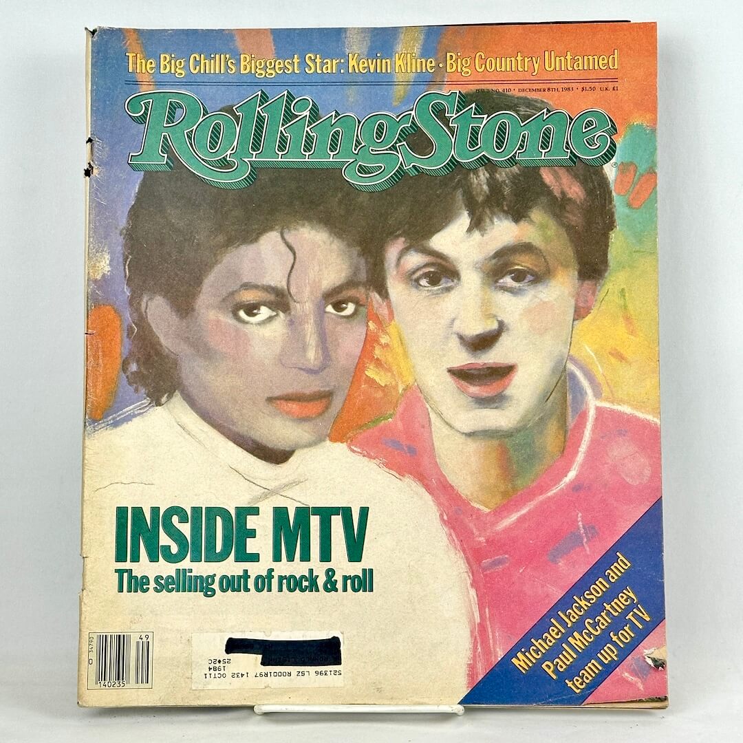 Vintage Rolling Stone magazine featuring artistic portraits of Michael Jackson and Paul McCartney. 