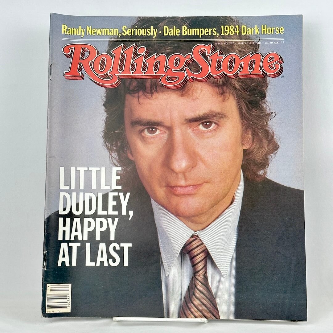 Vintage Rolling Stone magazine with portrait of Dudley Moore on cover. 