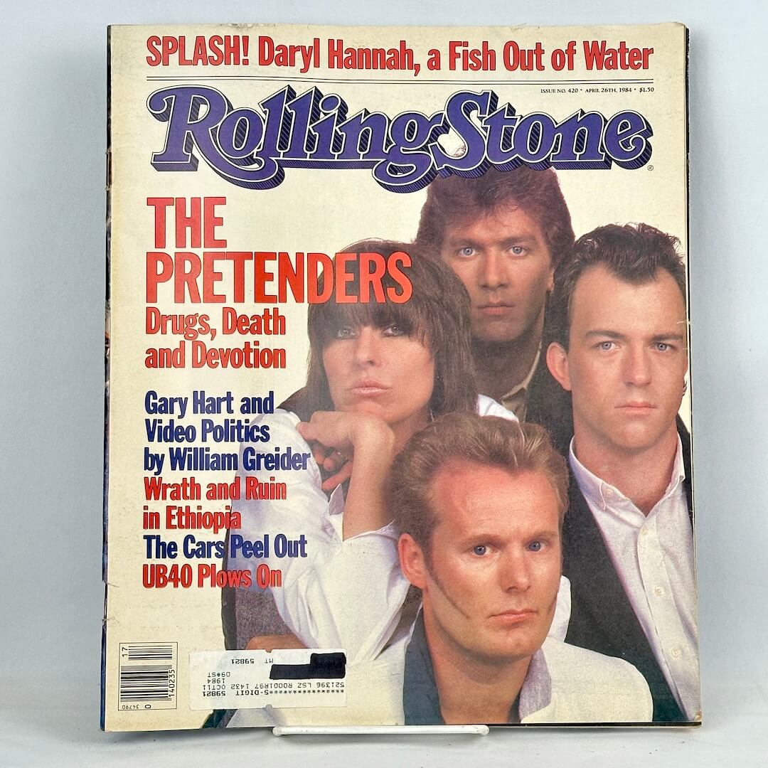 A vintage Rolling Stone magazine cover  featuring the band, The Pretenders.
