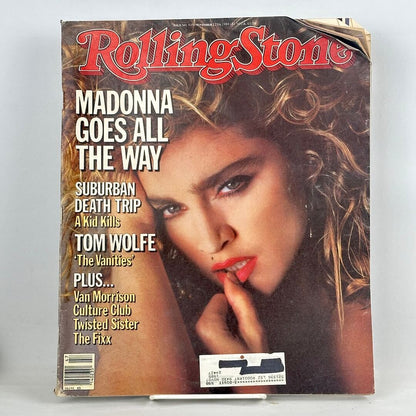 A vintage Rolling Stone magazine cover featuring Madonna on the front cover.