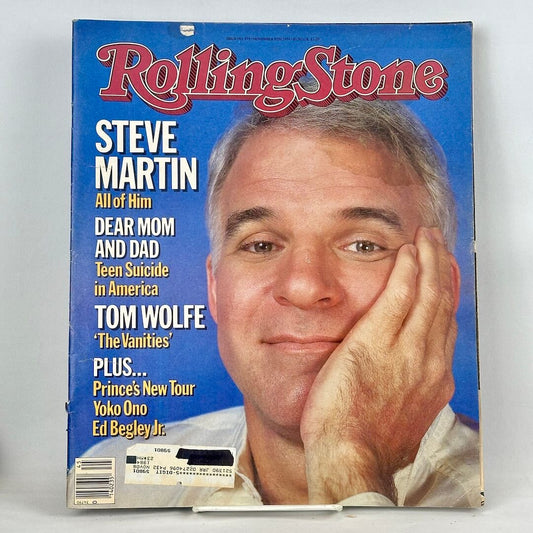 A vintage Rolling Stone magazine cover featuring Steve Martin. 
