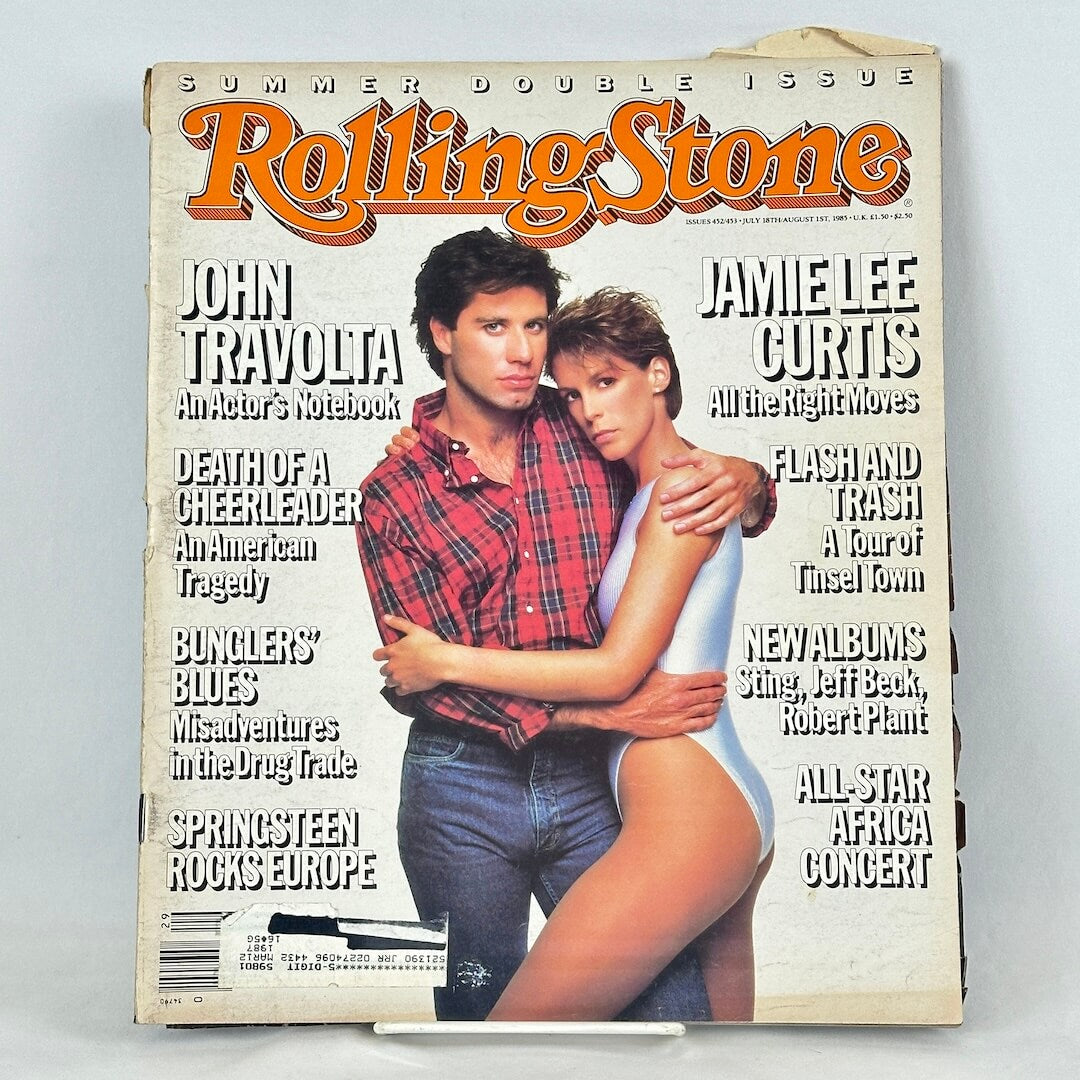 Vintage issue of Rolling Stone magazine, Summer Double Issue, featuring John Travolta & Jamie Lee Curtis on cover.