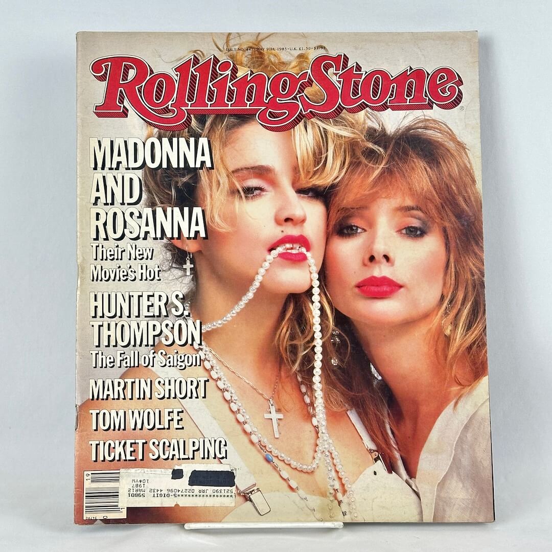 A vintage Rolling Stone magazine cover featuring Madonna and Rosanna.