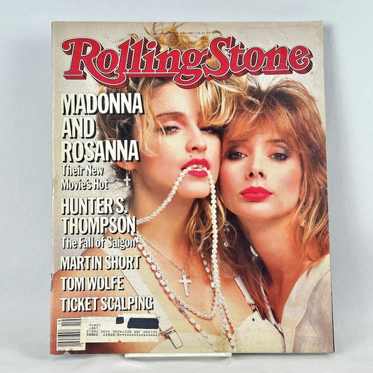 A vintage Rolling Stone magazine cover featuring Madonna and Rosanna.