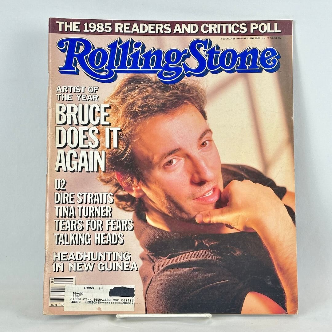 A vintage issue of Rolling Stone magazine featuring Bruce Springsteen on the cover.