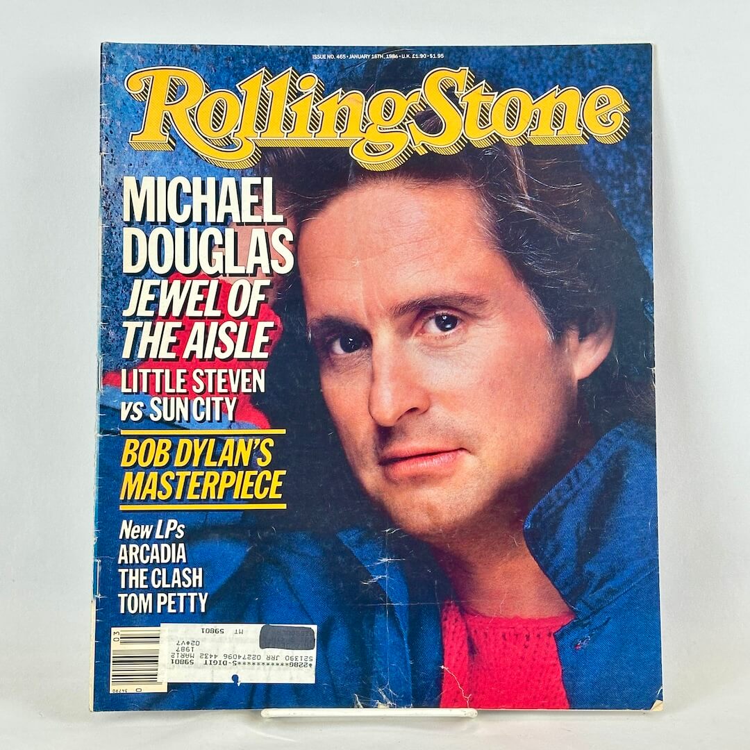 A vintage Rolling Stone magazine cover featuring Michael Douglas on the front cover.
