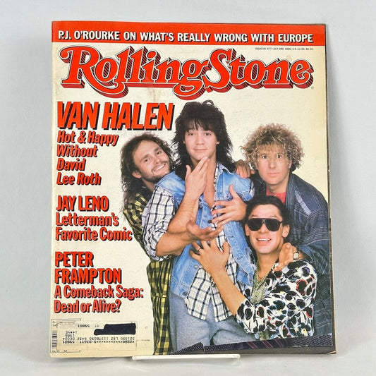 A vintage 1986 issue of Rolling Stone magazine featuring the band Van Halen on the cover.