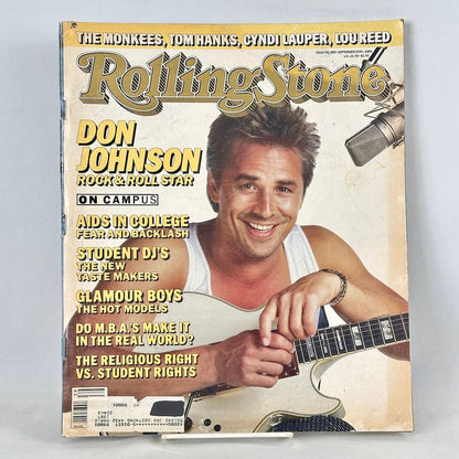 Vintage issue of Rolling Stone magazine with Don Johnson pictured on cover. 