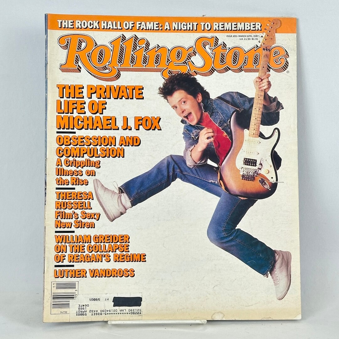 Vintage issue of Rolling Stone magazine with Michael J. Fox pictured on the cover. 
